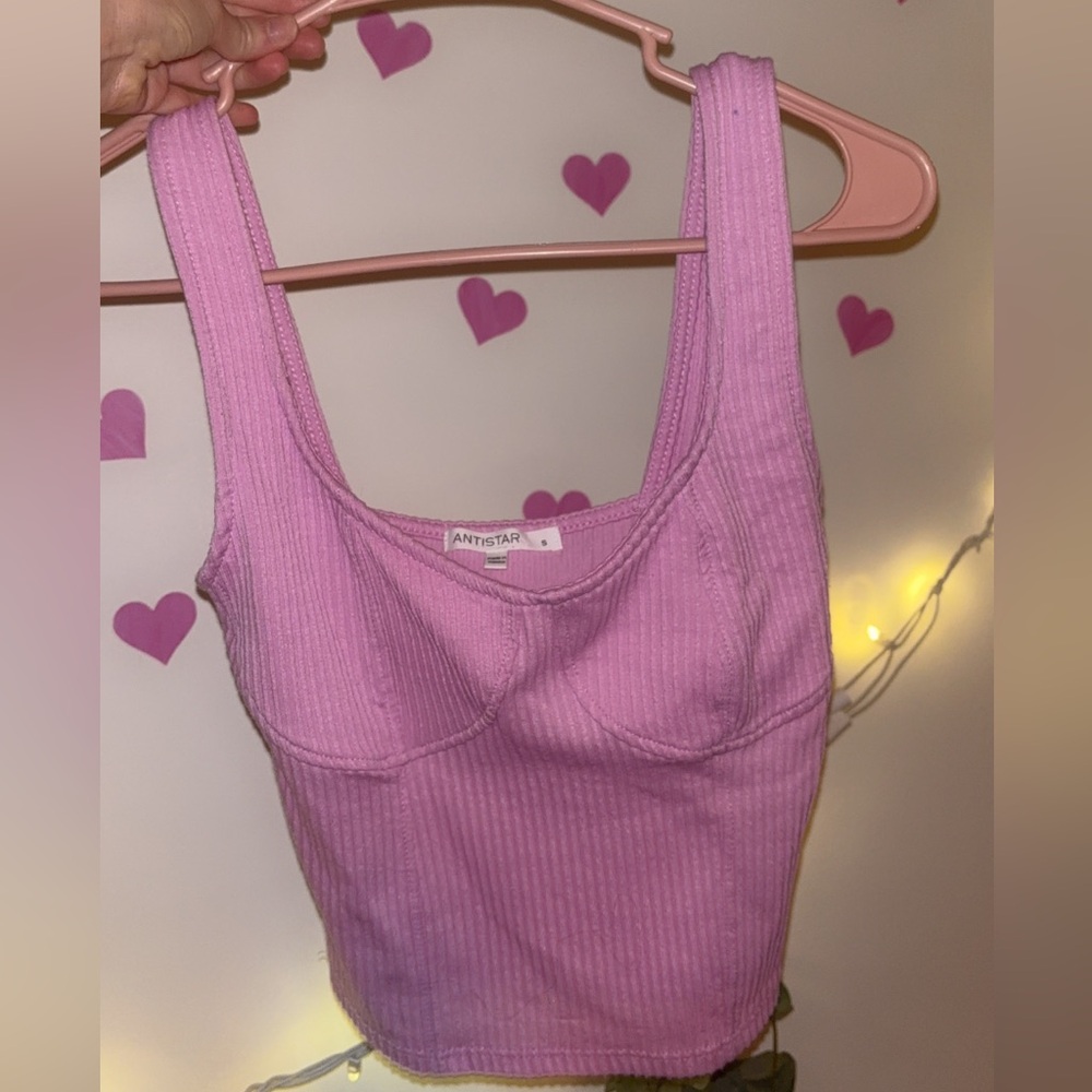 Pink Ribbed Tank Top